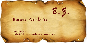 Benes Zalán névjegykártya